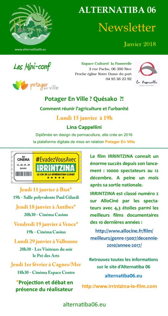 Newsletter Janvier 2018